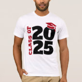 Klasse van 2025 rood en zwart Afstuderen T-shirt (Voorkant)
