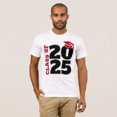 Klasse van 2025 rood en zwart Afstuderen T-shirt (Voorkant volledig)