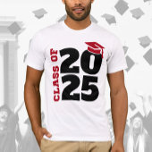 Klasse van 2025 rood en zwart Afstuderen T-shirt