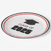 Klasse van 2025 rood en zwart papieren bordje (Gekanteld)