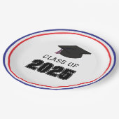 Klasse van 2025 rood, wit en blauw papieren bordje (Gekanteld)