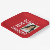 Klasse van 2025 Rood & Wit Foto Afstudeerfeest Papieren Bordje (Gebogen)