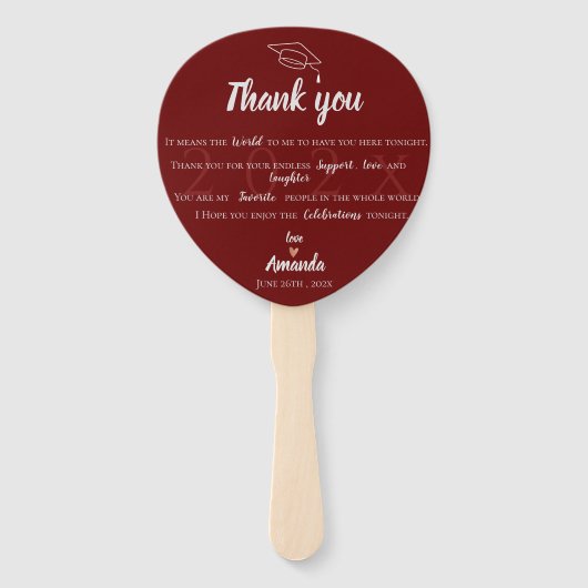 Klasse van 2025 Rood Wit Foto Afstuderen Bedankt Handwaaier (Voorkant)