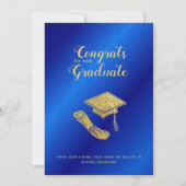 Klasse van 2025 Royal Blue en Gold Photo Afstudere Aankondiging (Achterkant)