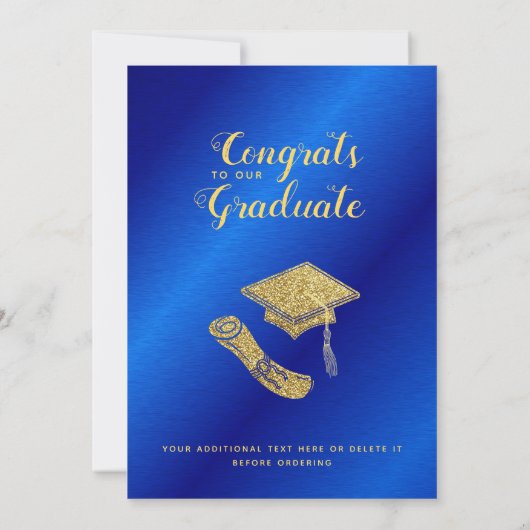 Klasse van 2025 Royal Blue en Gold Photo Afstudere Aankondiging (Achterkant)