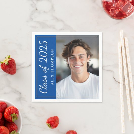 Klasse van 2025 Royal Blue Graduation Party Foto Servetten (Insitu)
