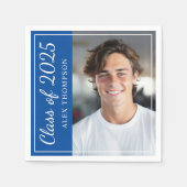 Klasse van 2025 Royal Blue Graduation Party Foto Servetten (Voorkant)