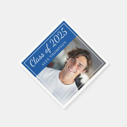 Klasse van 2025 Royal Blue Graduation Party Foto Servetten (Hoek)