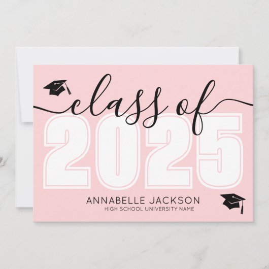 Klasse van 2025 roze Afstuderen Aankondiging (Voorkant)