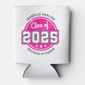 Klasse van 2025 Roze Afstuderen Naam Blikjeskoeler (Voorkant)