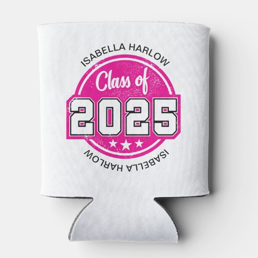 Klasse van 2025 Roze Afstuderen Naam Blikjeskoeler (Achterkant)