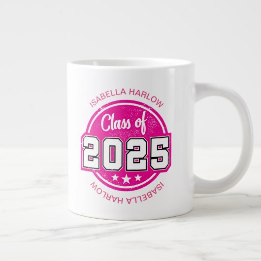 Klasse van 2025 Roze Afstuderen Naam Grote Koffiekop (Rechts)