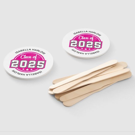 Klasse van 2025 Roze Afstuderen Naam Handwaaier (Niet-gemonteerd)