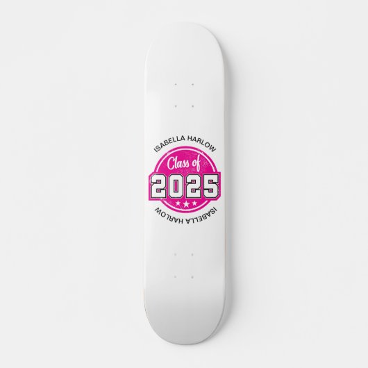 Klasse van 2025 Roze Afstuderen Naam Persoonlijk Skateboard (Voorkant)