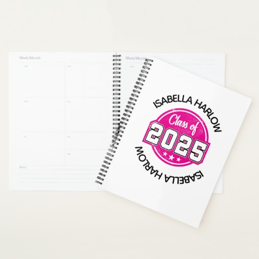Klasse van 2025 Roze Afstuderen Naam Planner (Display)