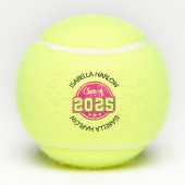 Klasse van 2025 Roze Afstuderen Naam Tennisballen (Achterkant)