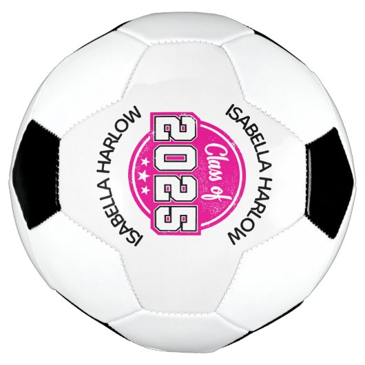Klasse van 2025 Roze Afstuderen Naam Voetbal (Gedraaid)