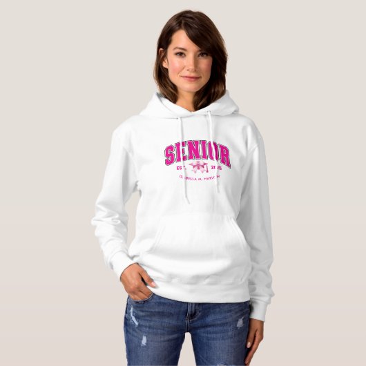 Klasse van 2025 Roze Coquette Afstuderen Naam Hoodie (Voorkant volledig)