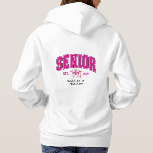 Klasse van 2025 Roze Coquette Afstuderen Naam Hoodie (Achterkant)