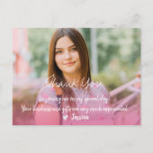 Klasse van 2025 Roze Twee Foto Afstuderen Dank u Briefkaart (Achterkant)