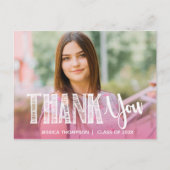 Klasse van 2025 Roze Twee Foto Afstuderen Dank u Briefkaart (Voorkant)