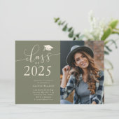 Klasse van 2025 Sage Graduation Party Foto Kaart (Staand voorkant)