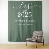 Klasse van 2025 Sage Green Afstuderen Achtergrond Wandkleed (In situ)