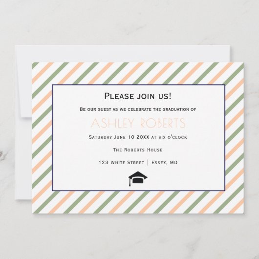 Klasse van 2025 salie groen, perzik afstuderen fot kaart (Achterkant)