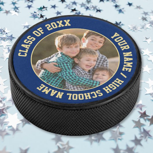 Klasse van 2025 School Graduation Party Gift Foto Hockey Puck