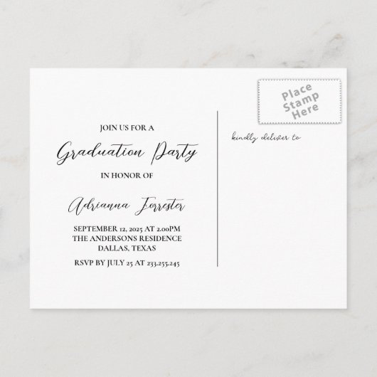 Klasse van 2025 Script Afstuderen Foto Elegant Uitnodiging Briefkaart (Achterkant)