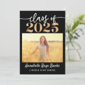 Klasse van 2025 Script Black Printable Kaart (Staand voorkant)