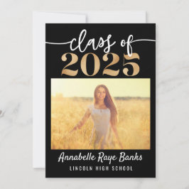 Klasse van 2025 Script Black Printable Kaart
