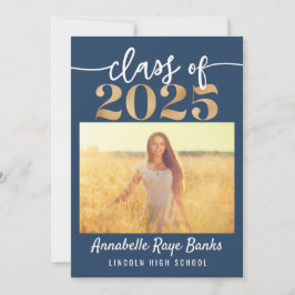 Klasse van 2025 Script Blue Printable Kaart