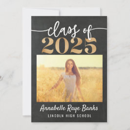 Klasse van 2025 Script Grey Chalk Printable Kaart