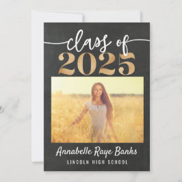 Klasse van 2025 Script Grey Chalk Printable Kaart