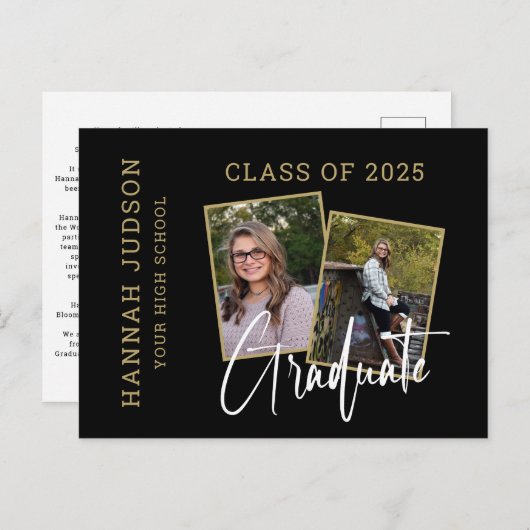 Klasse van 2025 Script Photo Afstuderen Aankondigingskaart (Voorkant / Achterkant)
