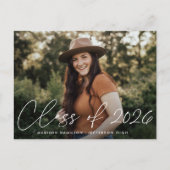 Klasse van 2025 Script Photo Graduation Party Uitnodiging Briefkaart (Voorkant)
