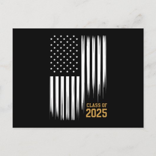 Klasse van 2025 Senior American Flag Afstuderen Briefkaart (Voorkant)