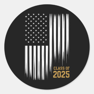 Klasse van 2025 Senior American Flag Afstuderen Ronde Sticker