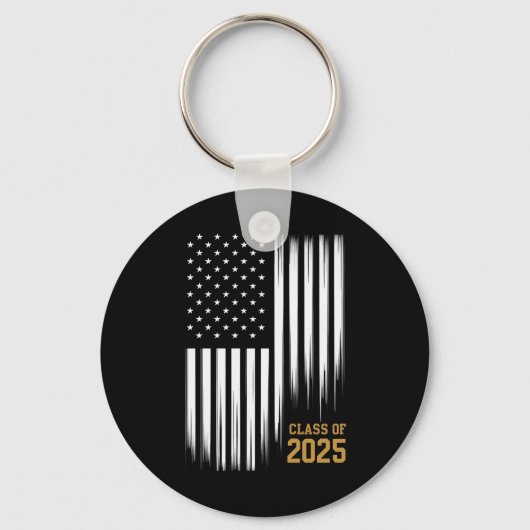 Klasse van 2025 Senior American Flag Afstuderen Sleutelhanger (Voorkant)