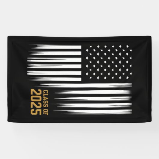 Klasse van 2025 Senior American Flag Afstuderen Spandoek (Horizontaal)