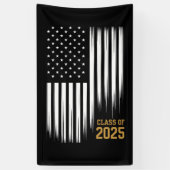 Klasse van 2025 Senior American Flag Afstuderen Spandoek (Verticaal)