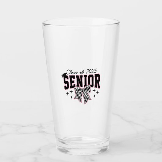 Klasse van 2025 Senior Bow Coquette Afstuderen Glas (Voorkant)