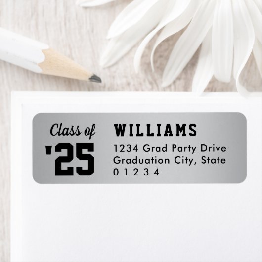 Klasse van 2025 Silver Black Retour Adreslabel Etiket (Insitu)