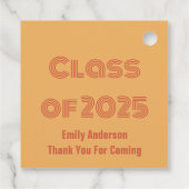 Klasse van 2025 Sinaasappel en Rood-Sinaasappel Af Bedankjes Labels (Achterkant)