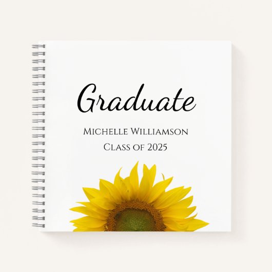 Klasse van 2025 Sunflower Graduation Party Gast Notitieboek (Voorkant)
