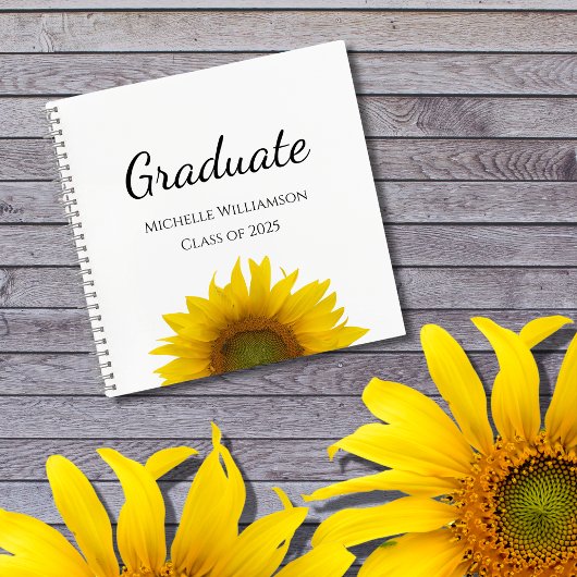 Klasse van 2025 Sunflower Graduation Party Gast Notitieboek