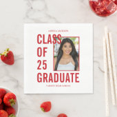 Klasse van 2025 trendy rode foto Afstuderen papier Servet (Insitu)