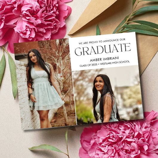 Klasse van 2025 Twee Foto Afstuderen Aankondiging