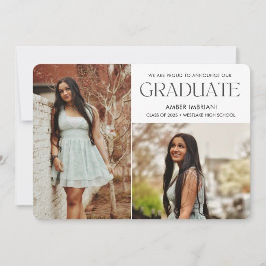 Klasse van 2025 Twee Foto Afstuderen Aankondiging (Voorkant)